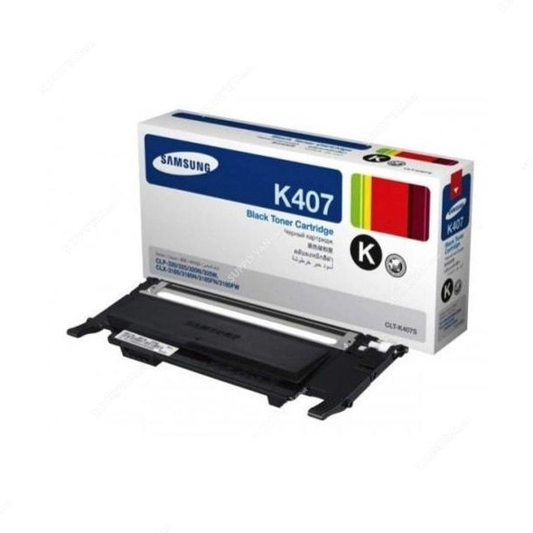 Samsung Toner Cartridge, CLT-K407, Black, 1500 Pages Yield
