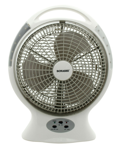 Sonashi Rechargeable Oscillating Table Fan, SRF-412, 12 Inch, 24W, Grey/White