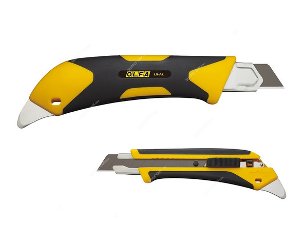 Olfa Heavy-Duty Cutter Knife, OL-L5-AL, Stainless Steel, Black/Yellow