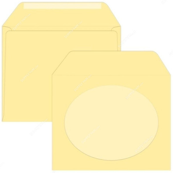 FIS CD Envelope with Window, FSEE1021GWCB25, 125 x 125MM, 100 GSM, Cream, PK25