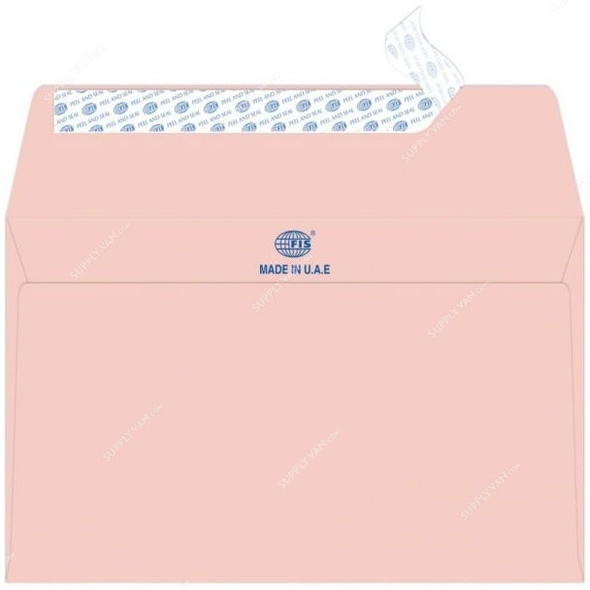 FIS Peel and Seal Envelope, FSEE1019PPIB25, 115 x 225MM, 100 GSM, Pink, PK25