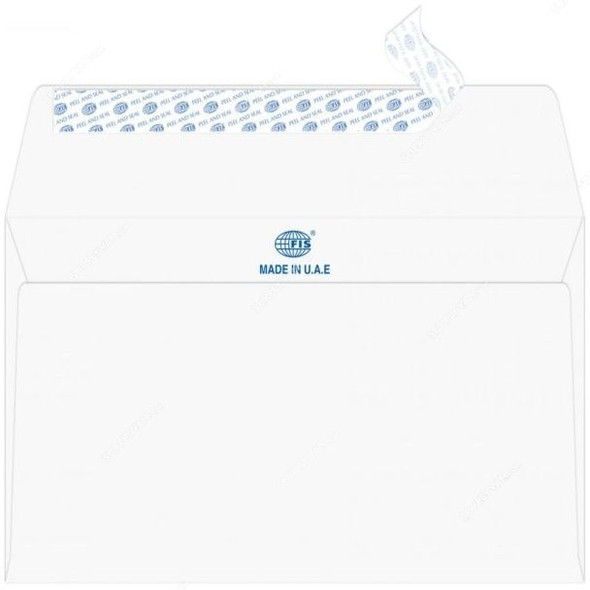 FIS Peel and Seal Envelope, FSEE1019PMWB25, 115 x 225MM, 100 GSM, Moon Beam White, PK25