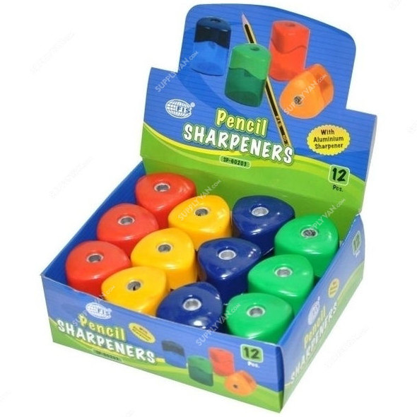 FIS 1 Hole Triangle Shape Plastic Sharpener, FSSP60203, Multicolor, PK12