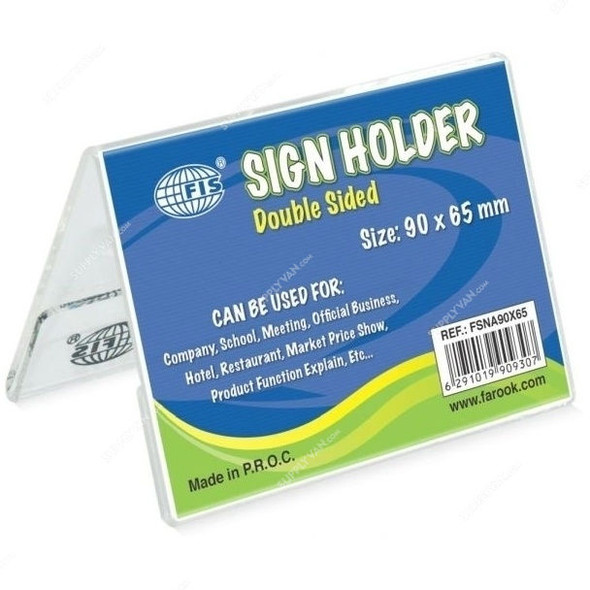 FIS A-Shape Sign Holder Double Sided Oblong, FSNA90X65, 90 x 65MM, Clear