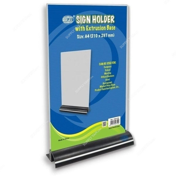 FIS Sign Holder with Extrusion Base, FSNA1502, 210 x 297MM, Clear