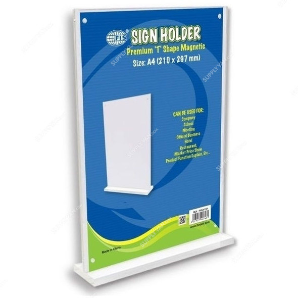 FIS Premium T-Shape Magnet Sign Holder, FSNA1501, 210 x 297MM, Clear