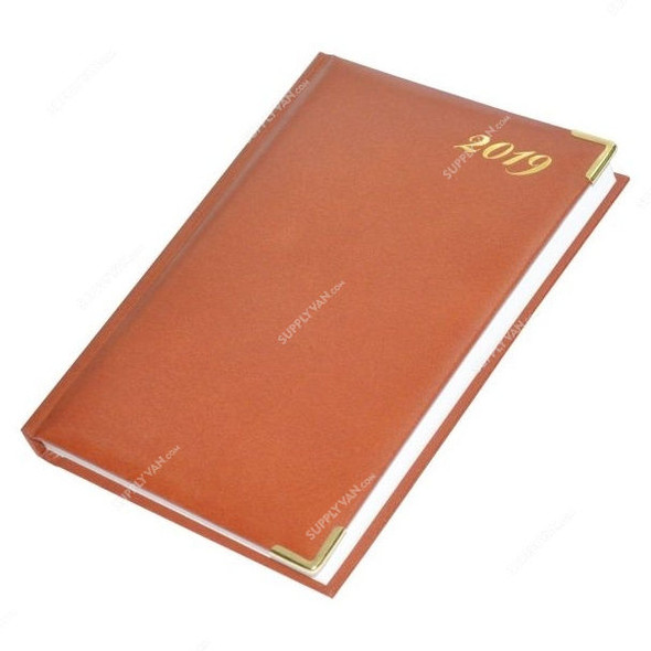 FIS 2019 English 22E Diary, FSDI22E19BR, 148 x 210MM, 384 Pages, Brown