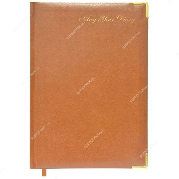 FIS Undated Any Year 31UDE Diary, FSDI31UDEBR, 148 x 210MM, 384 Pages, Brown