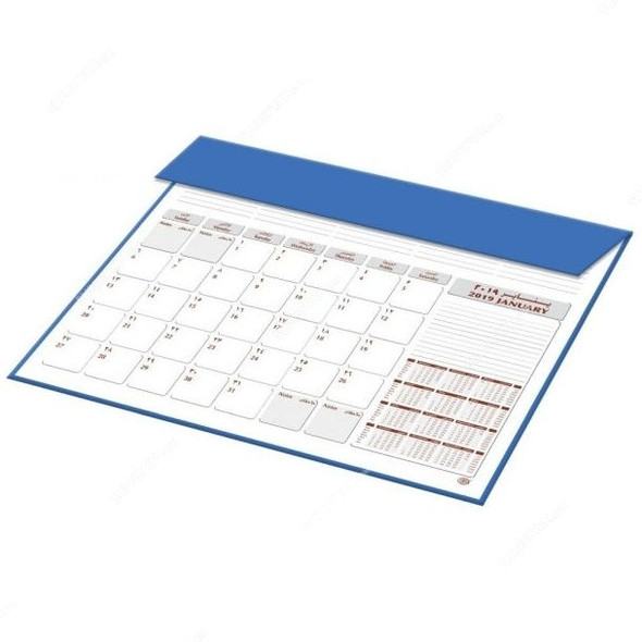 FIS 2019 Year Arabic-English Planner with PVC Desk Blotter, FSDK2AE19BL, 490 x 340MM, 12 Pages, Blue