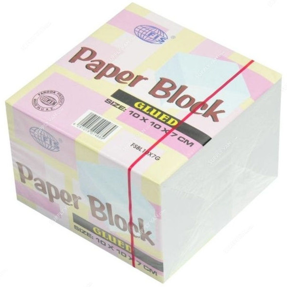 FIS Glued Paper Block, FSBL10X7G, 10 x 10 x 7CM, White