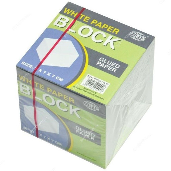 FIS Glued Paper Block, FSBL7X7X7G, 7 x 7 x 7CM, White