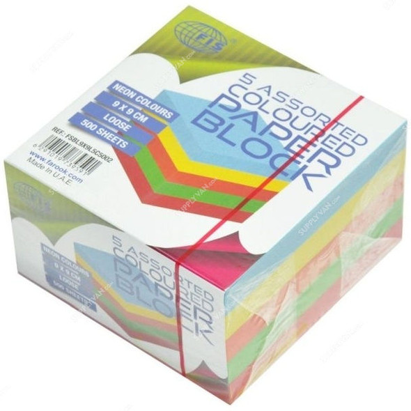 FIS Loose Paper Block, FSBL9X9L5C5002, 9 x 9CM, 500 Sheets, Multicolor