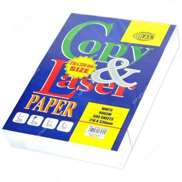 FIS Copy and Laser Photocopy Paper, FSPW216JFNE, 216 x 330MM, 500 Sheets, White