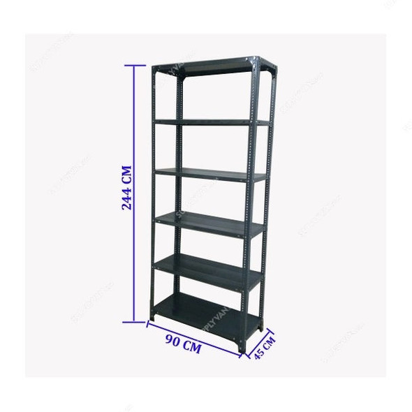 Ast Slotted Angle Shelving, SA24445906, 6 Shelves, 80 Kg Capacity, MS Steel