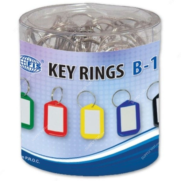 FIS Key Ring, FSKCB-10, Plastic, 50 x 30MM, Multicolor, PK25