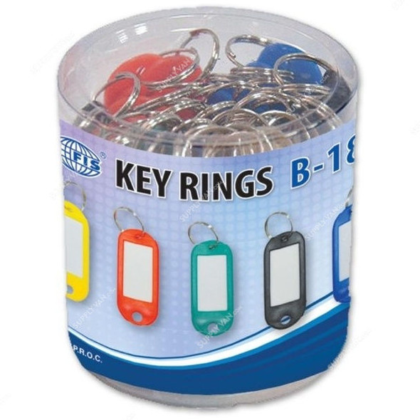FIS Key Ring, FSKCB-18, Plastic, 53 x 21MM, Multicolor, PK50