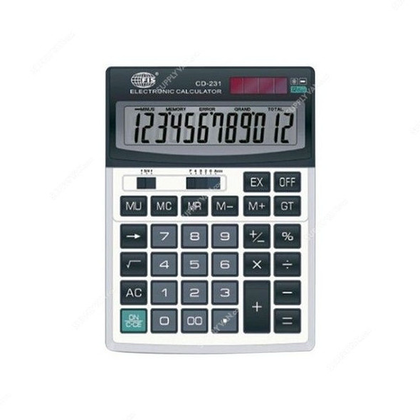 FIS 12-Digits Desktop Calculator, FSCACD-231, Silver