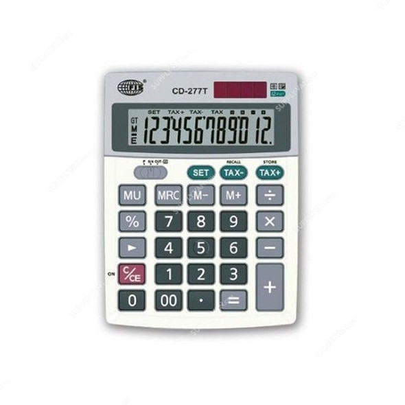 FIS 12-Digits Desktop Calculator with Tax, FSCACD-277T, Silver