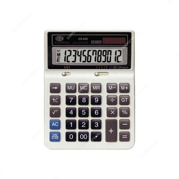 FIS 12-Digits Desktop Calculator, FSCACS-822, Silver