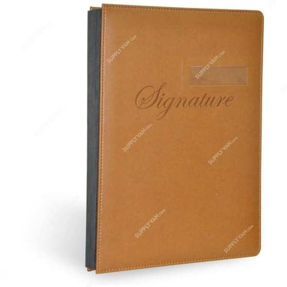 FIS Signature Book without Window, FSCL18224W, Polyurethane, 34 x 24 inch, 18 Sheets, Brown