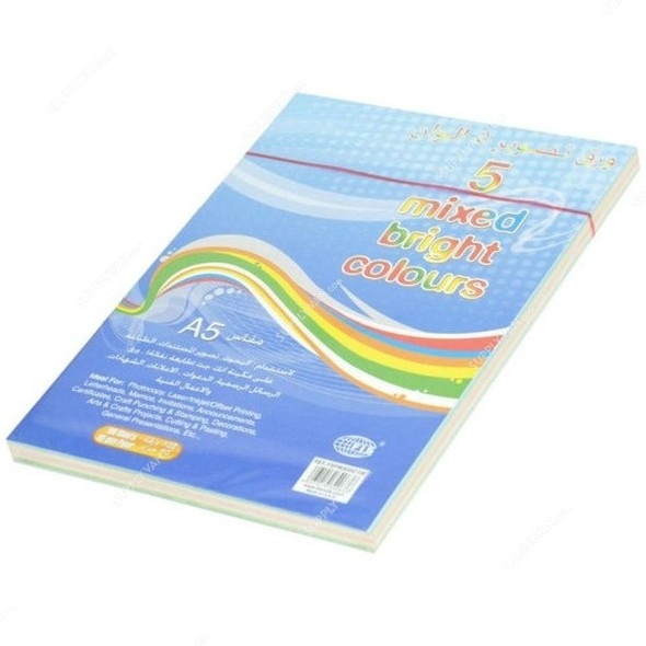 FIS Color Photocopy Paper, A5, 80 GSM, Assorted, PK100
