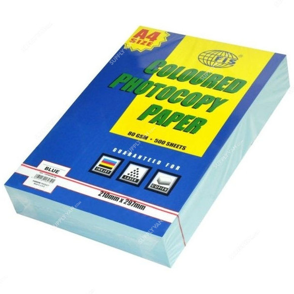 FIS Color Photocopy Paper, A4, 80 GSM, Blue, PK500