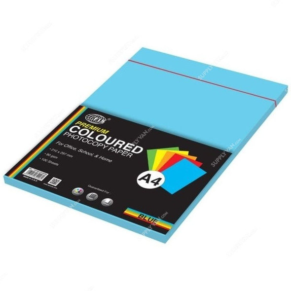FIS Premium Color Photocopy Paper, A4, 80 GSM, Blue, PK100