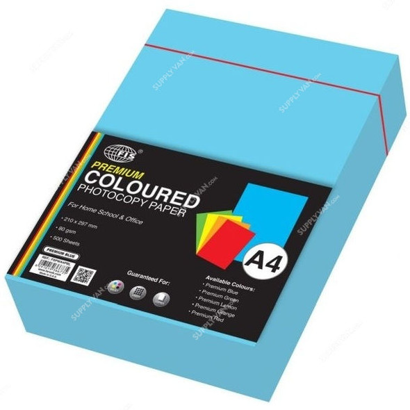 FIS Premium Color Photocopy Paper, A4, 80 GSM, Blue, PK500