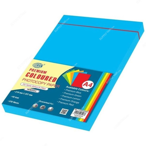 FIS Premium Color Photocopy Paper, A4, 80 GSM, Blue, PK250