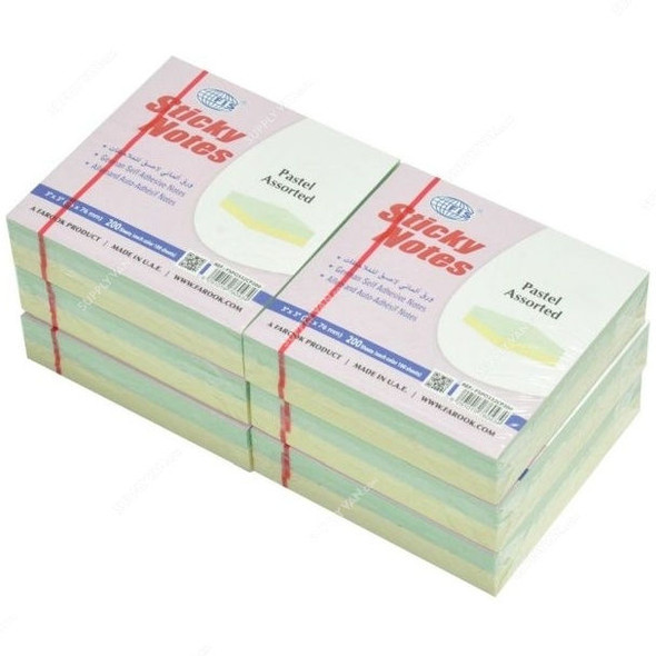 FIS Sticky Notes Set, FSPO332CP200, 200 Sheets, 3 x 3 Inch, Assorted, PK6