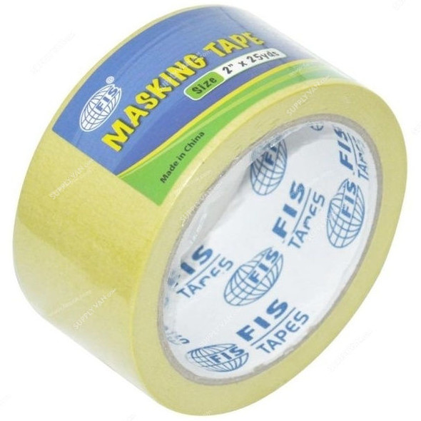 FIS Coloured Masking Tape, FSTAM2025YL, 2 inch x 25 yds, Yellow