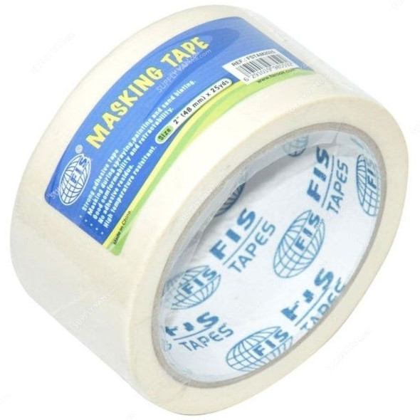 FIS Masking Tape, FSTAM2025, 2 inch x 25 yds, White