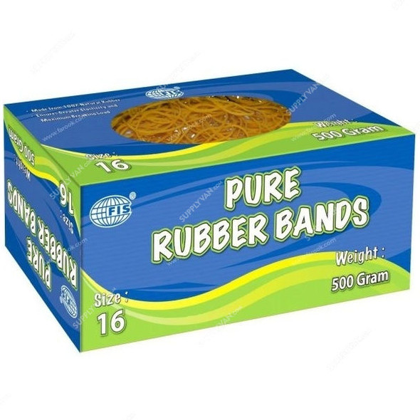 FIS Pure Rubber Band, FSRB500/16N, 16 Size, Brown