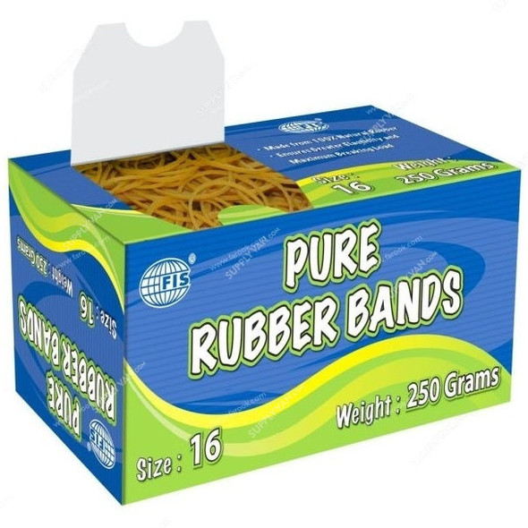 FIS Pure Rubber Band, FSRB25016, 16 Size, Brown