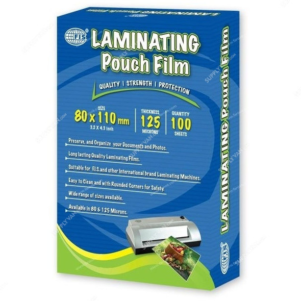 FIS Laminating Film, FSLM80X110N, 100 Sheets, 125 GSM, 80 x 110MM, Clear, PK100