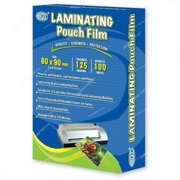FIS Laminating Film, FSLM60X90N, 100 Sheets, 125 GSM, 60 x 90MM, Clear, PK100