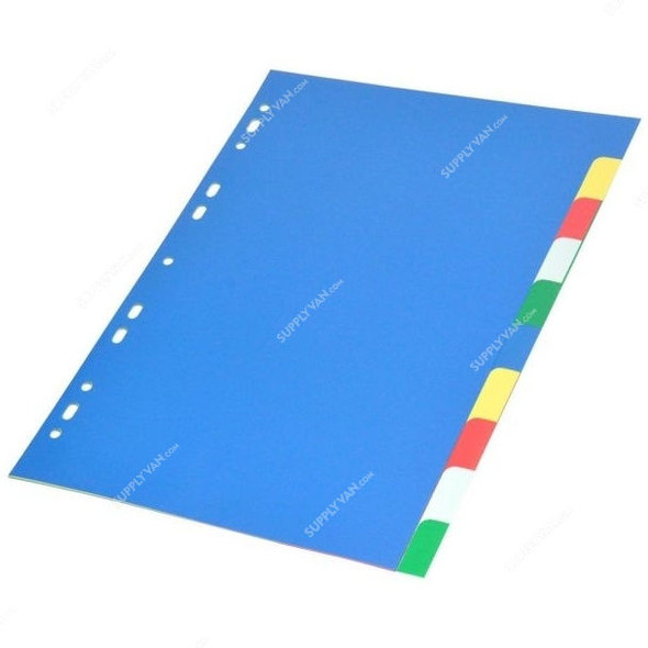 FIS 10 Colors Index Divider, Polypropylene, Plain, A4, Multicolor