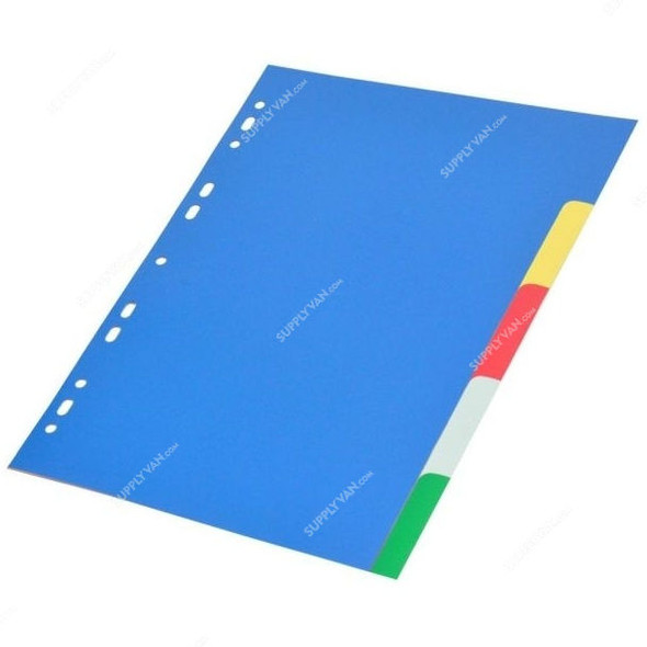 FIS 5 Colors Index Divider, Polypropylene, Plain, A4, Multicolor