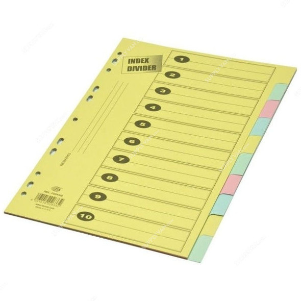 FIS 10 Colors Board Divider, Paper, Plain, 240 GSM, A4, Multicolor