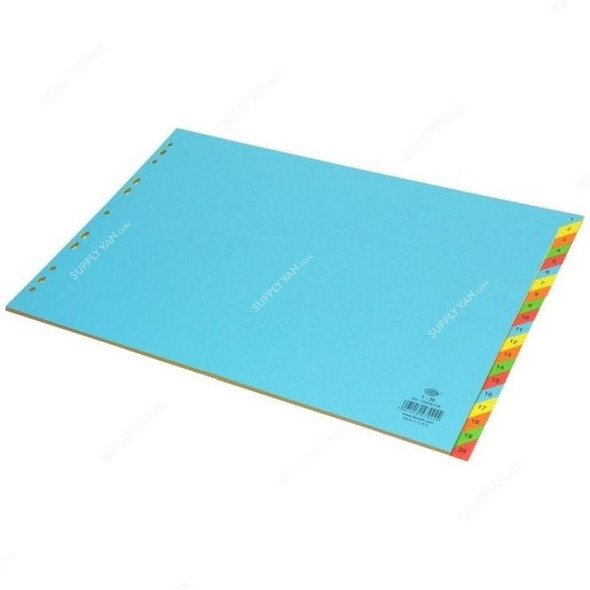 FIS Color Card Divider, (1-20) English, Paper, 160 GSM, A3, Multicolor