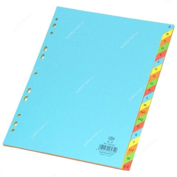 FIS Color Card Divider, (A-Z) English, Paper, 160 GSM, A4, Multicolor