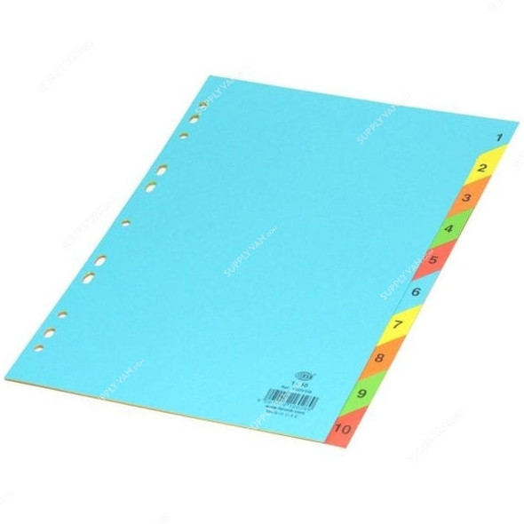 FIS Color Card Divider, (1-10) English, Paper, 160 GSM, A4, Multicolor