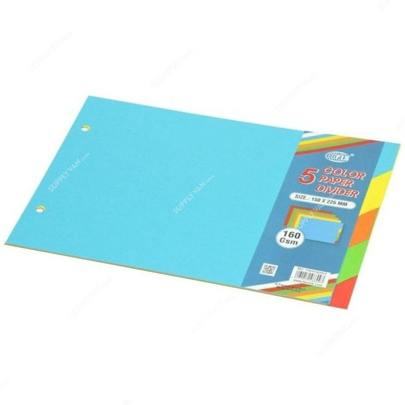 FIS 5 Colors Card Divider, Paper, Plain, 160 GSM, 150 x 225 mm, Multicolor