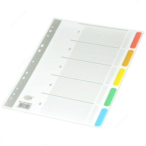 FIS 5 Colors Index Divider, Paper, Plain, 100 GSM, A4, Multicolor