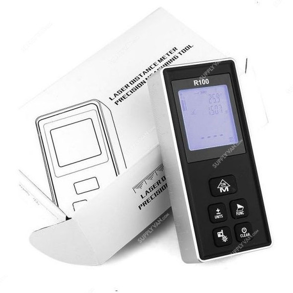 Laser Distance Meter, R100, Black and White