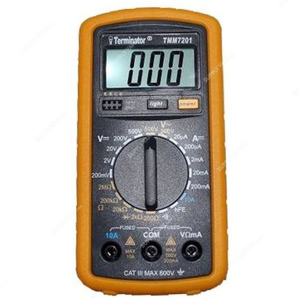 Terminator Pocket Size Digital Multimeter, TMM-7201, 500V, Yellow