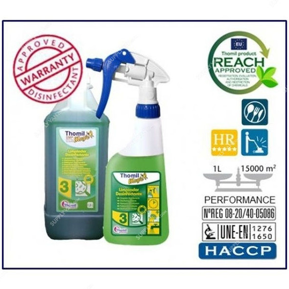 Thomil Magic SMP No.3 Disinfectant Cleaner, CSMP132, Pine Scented, 1 Litre, Green, PK4