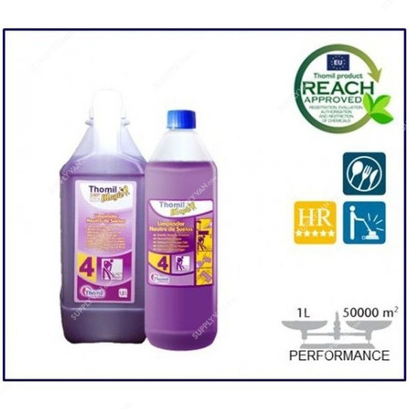 Thomil Magic SMP No.4 Neutral Floor Cleaner, CSMP142, Lilac Scented, 1 Litre, Violet, PK4