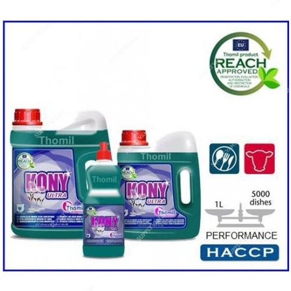 Thomil Kony Ultra-Concentrated Washing-Up Liquid, LVDM026, 4 Litre, Green, PK4