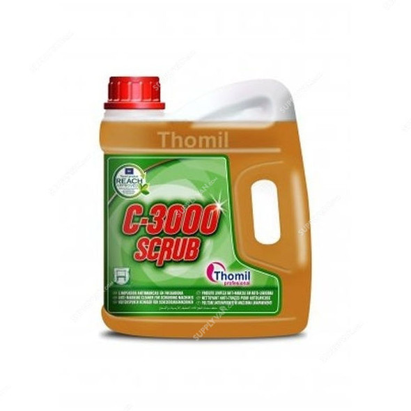 Thomil C-3000 Scrub Anti-Marking Cleaner for Scrubbing Machines, LSDE098, 4 Litre, Yellow, PK4
